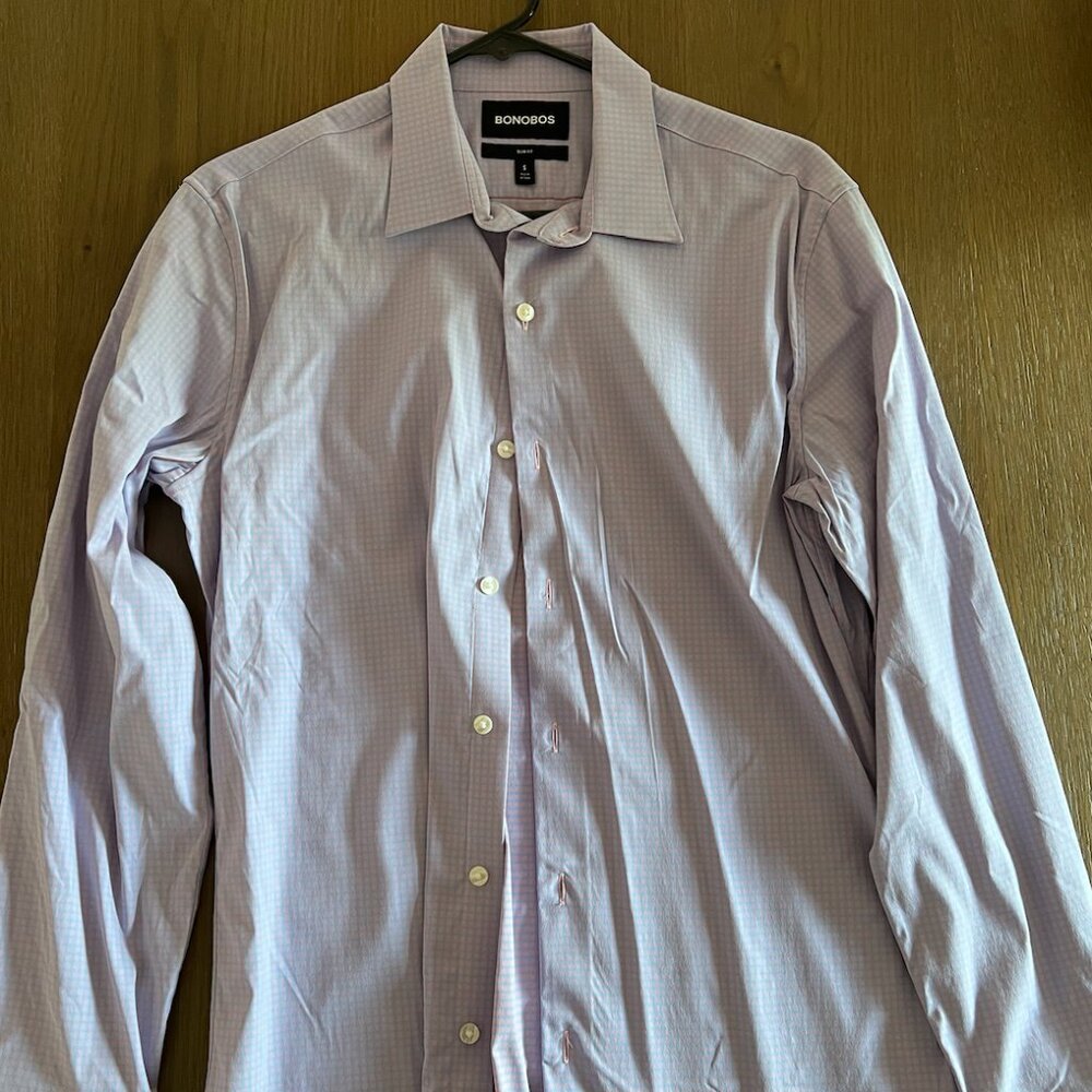 Bonobos Purple & Pink Checkered Tech Button Down Shirt - Size Small